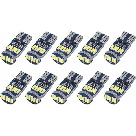10er-pack T10 W5w 15smd 4014 Led-lampen – Weiß 6000k – Innenbeleuchtung, Kofferraumbeleuchtung, Kennzeichenbeleuchtung, Positionsleuchten – 12 V Dc