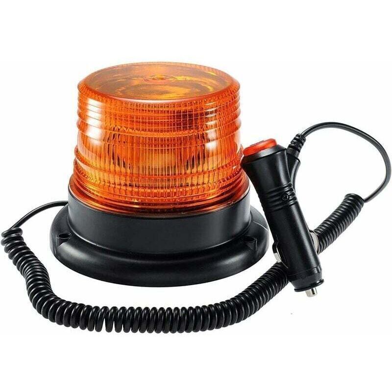 12-v-magnet-led-warnleuchte In Orange – 360°-blinklicht – Robuste Halterung Für Extreme Bedingungen – Zigarettenanzünderstecker