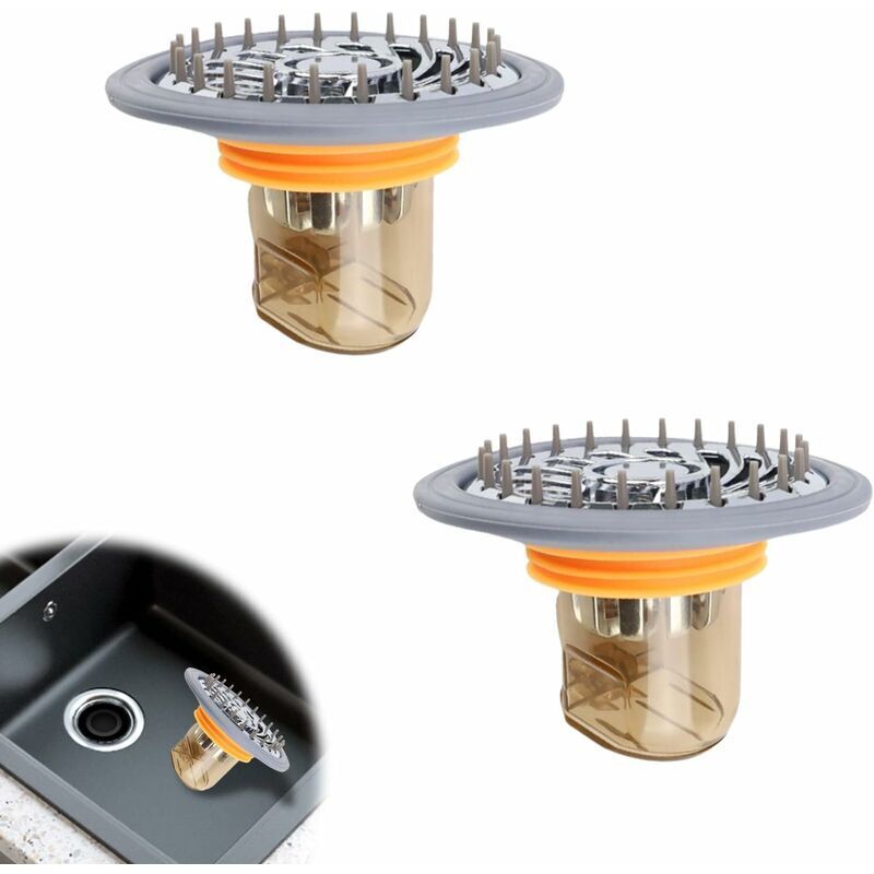 2-teiliger Duschabfluss Mit Geruchsstopp, Runder Duschablauf Mit Geruchsstopp, Duschablauf Mit Stachelfilter, Pvc, Mit Sieb, Für Badezimmer, Garten, Waschküche