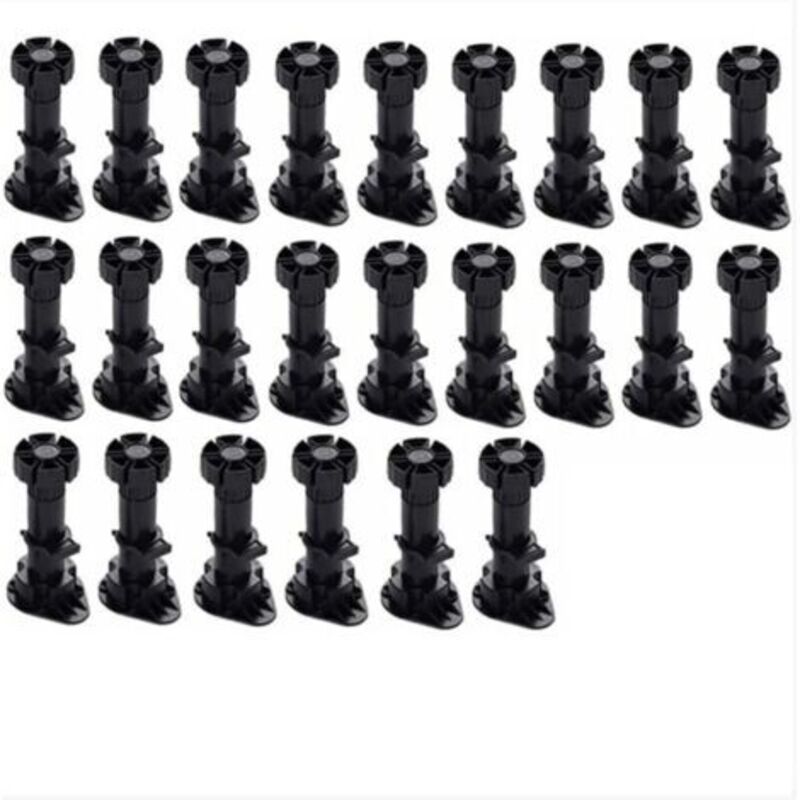 Verstellbare Schwarze Kunststoff-schrankfüße 60-80 Mm – 24er-pack – Stabiler Standfuß Mit Befestigungsclip – Für Küchenmöbel Und Sofas