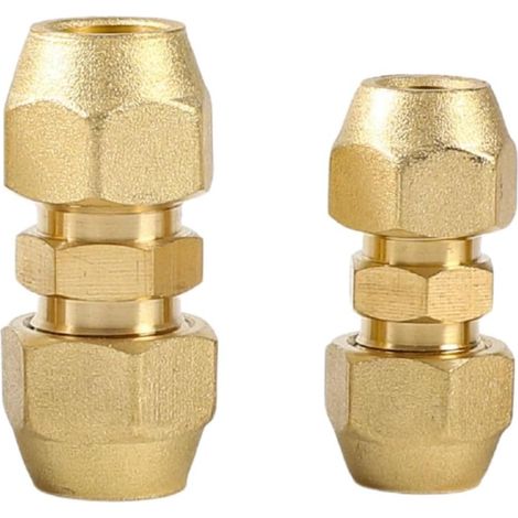 Set Mit 2 Doppelfittings Für Kupferrohre - Messing-kupferrohrfitting - Lötfreies Klimaanlagenzubehör (1/4 3/8)