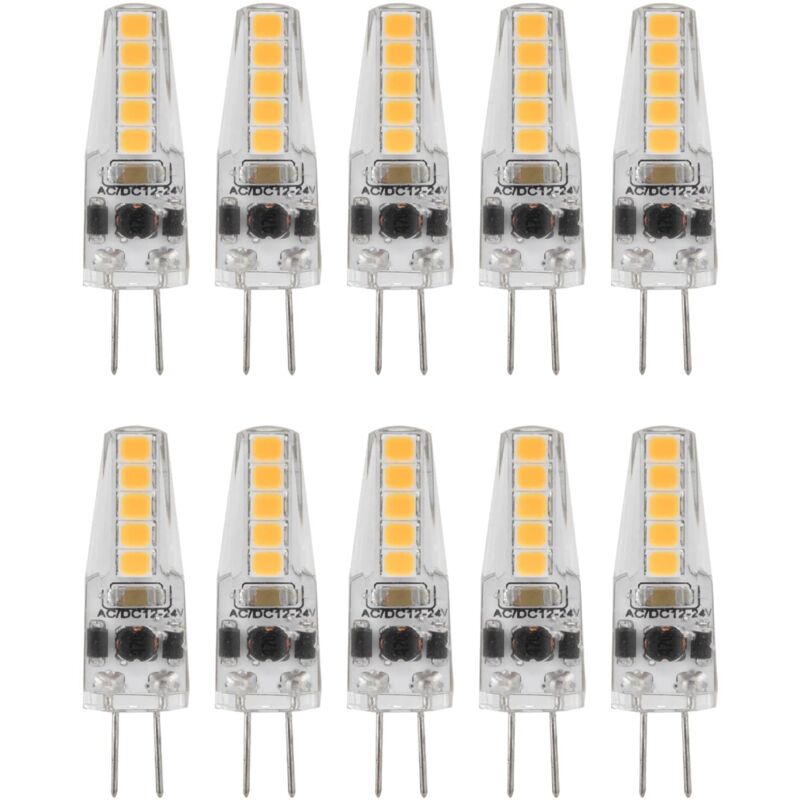 Jeffergarden 10 Stück G4 Led-lampen, 2 W, 3000 K, 12–24 V Wechselstrom, Dimmbar, Warmweiß, Für Kronleuchter, Deckenleuchten Und Tischlampen
