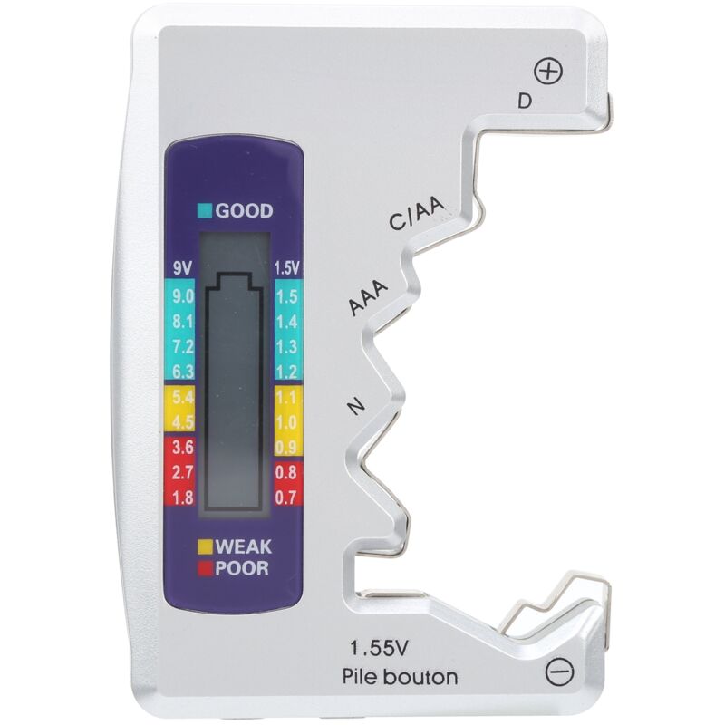 Jeffergarden Batterietester, Universal-batterieprüfer, Kleiner Batterietester Für Lithium-batterien Der Typen C/d/9v/aa/aaa/1,5v - Batterietester Für Haushaltsbatterien