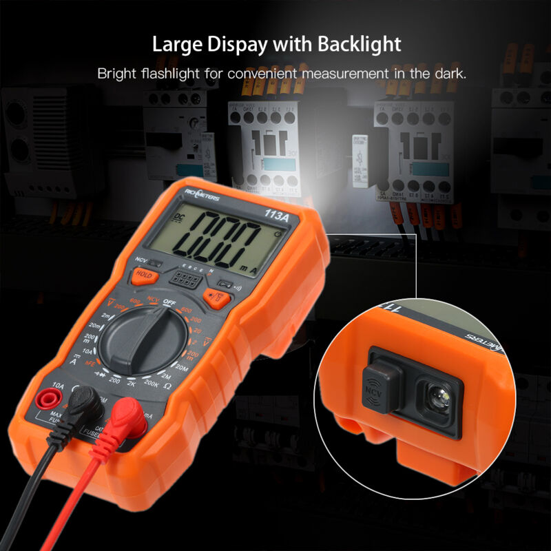Jeffergarden Richmeters Rm113a Ncv 2000 Count Digitalmultimeter Hfe Ac/dc-spannungsmesser Mit Magnetanschluss, Taschenlampe, Hintergrundbeleuchtung Und Großem Display
