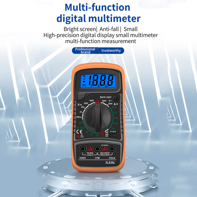 Jeffergarden Xl830l Tragbares Digitalmultimeter, Lcd-hintergrundbeleuchtung, Ac/dc-voltmeter, Dc-amperemeter, Ohm-spannungs- Und Widerstandsmessgerät, Hochpräzise Universal