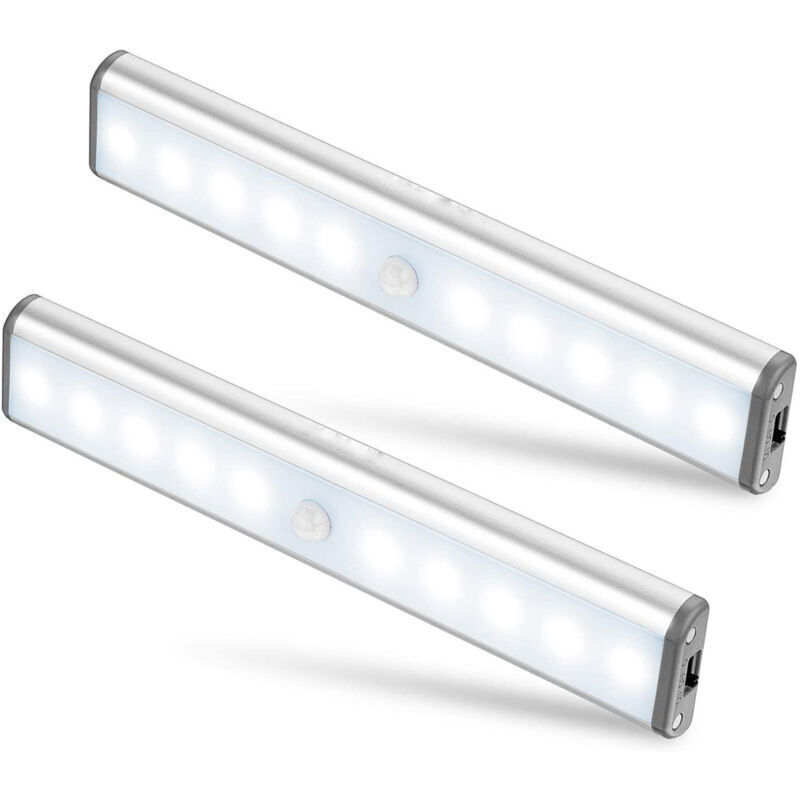 2er-set Kabellose 10-led-lampen, Usb-aufladbar, Magnetisch, Mit Bewegungssensor, 2 Beleuchtungsmodi, Tragbar. Ideal Als Schrankleuchte, Notleuchte, Nachtlicht Für Kinder Oder Akzentbeleuchtung.