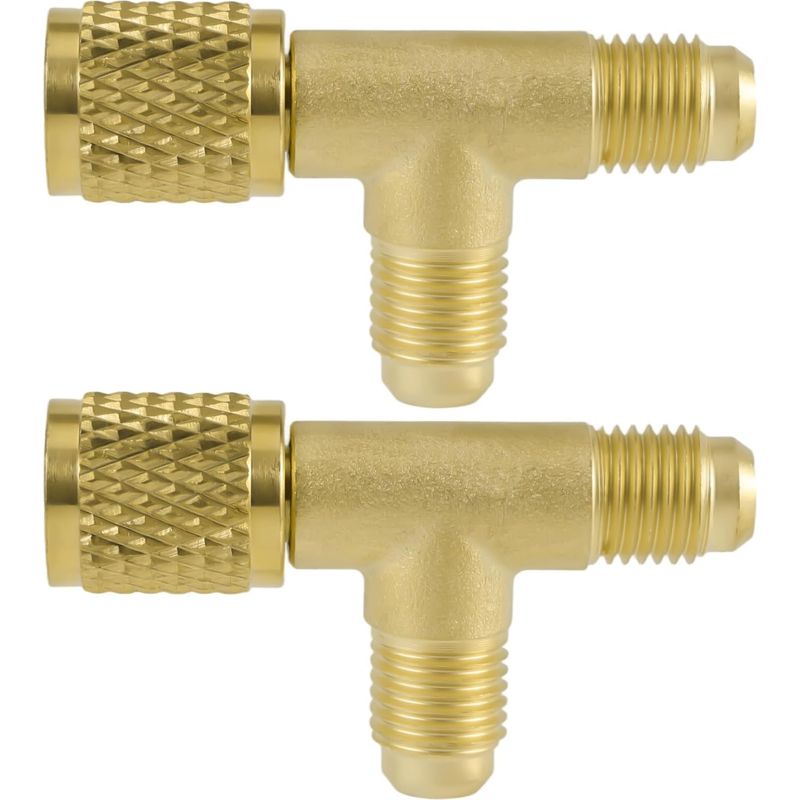 Stück Schnell-t-stücke, 1/4'' Messing-t-adapter Für Sae-ventile, Klimaanlagenteile Für Tiefvakuumpumpenverteiler R22 R12 R134