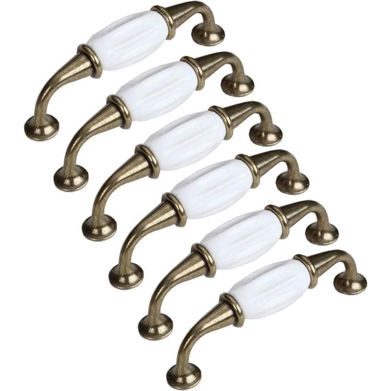 Set Mit 6 Keramik-türknöpfen, Möbelgriffen, Porzellan-küchenschrankgriffen, 96 Mm