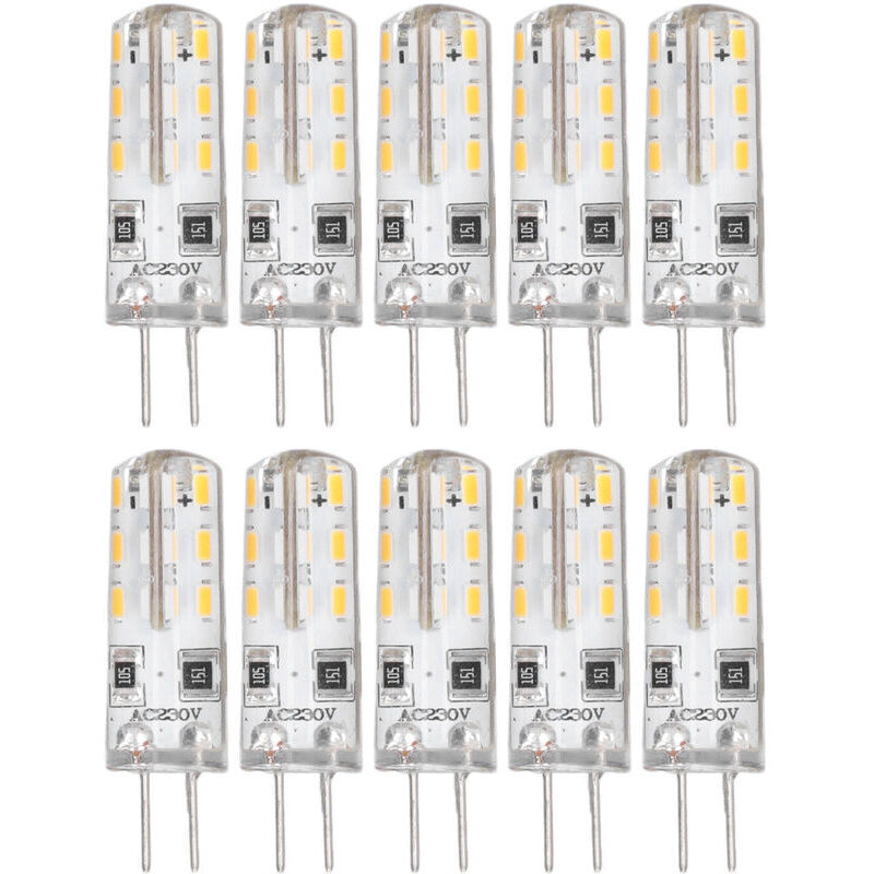 G4 Led-lampe, 10 Stück, G4 Led-lampe Mit Bi-pin-silikonsockel, Warmweiß (3000 K), 1,5 W, 220 V Ac, 110 Lm, Ersatz Für Gartenbeleuchtung