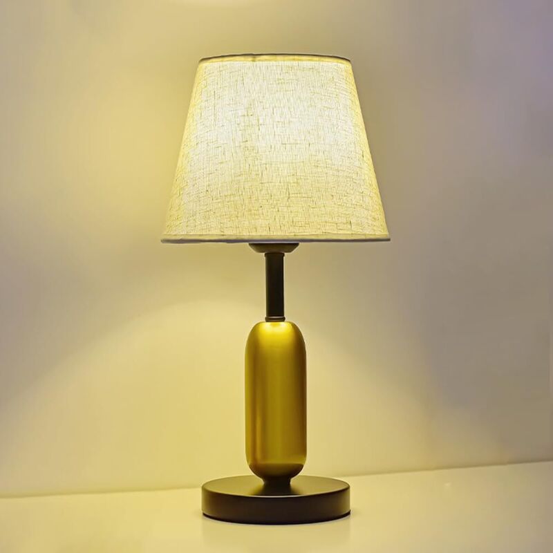 Nachttischlampe, Led-schreibtischlampe Mit Stoffbezug, 3-watt-tischlampe, 3-farbige Säulen-tischlampe Für Schlaf- Und Wohnzimmer