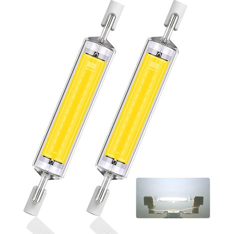 R7s Led 118 Mm, Kaltweiß (6000 K), 10 W (ersetzt Halogen R7s J118 100 W), 220–240 V Wechselstrom, 1000 Lm, 360° Abstrahlwinkel, R7s Cob Led-linearlampe, 118 Mm, 2 Stück