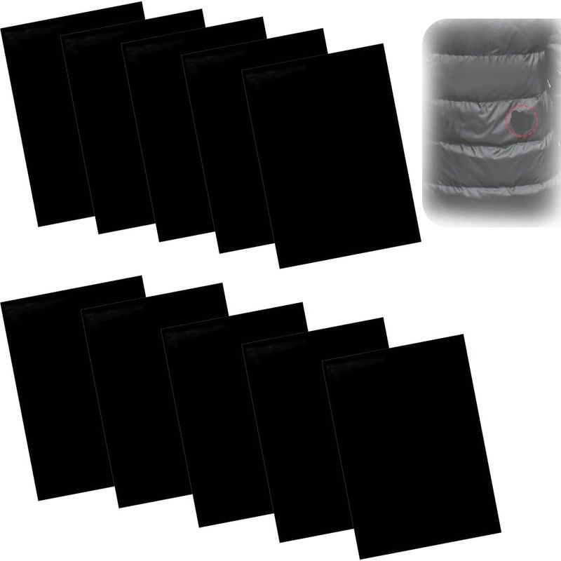 10 Selbstklebende Nylonflicken, 20 X 15 Cm – Reparaturflicken Für Daunenjacken Und Regenmäntel – Schwarze Selbstklebende Nylonflicken Für Zelte, Daunenjacken, Schlafsäcke Und Taschen