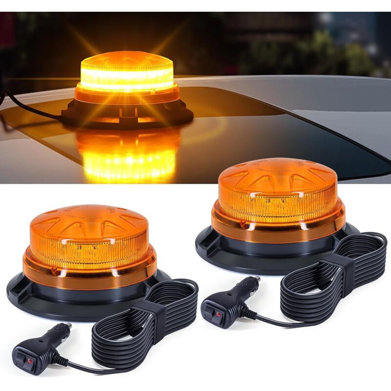 Zweiteilige Led-warnleuchte, 9–60 V, Orangefarben, Mit 3 M Kabel Und Doppelschalter Für Gabelstapler, Traktoren, Anhänger, Utvs Und Suvs – Ideal Für Baustellen Und Den Straßenverkehr.
