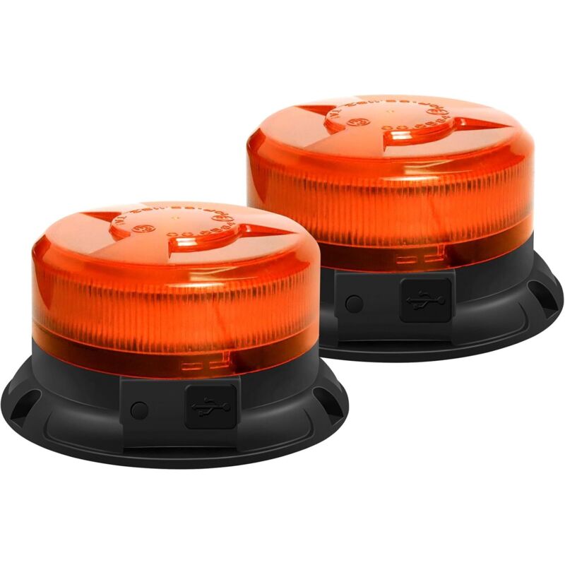 Kabellose, Wiederaufladbare 12v-led-warnleuchte In Orange, 12v–24v, Gelbes Stroboskoplicht, Blinklicht, Magnetisch, 9 Modi, Mit Usb-kabel Für Auto, Fahrzeug, Traktor, Golfplatz, Utv, Bus