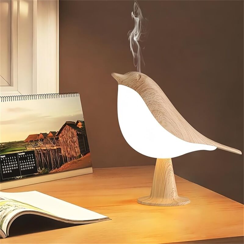 Nachttischlampe In Vogelform, Wiederaufladbar, Kabellos, Mit 3 Farbtemperaturen Und Berührungssensor, Ideal Für Den Nachttisch Im Schlafzimmer (ahorn)