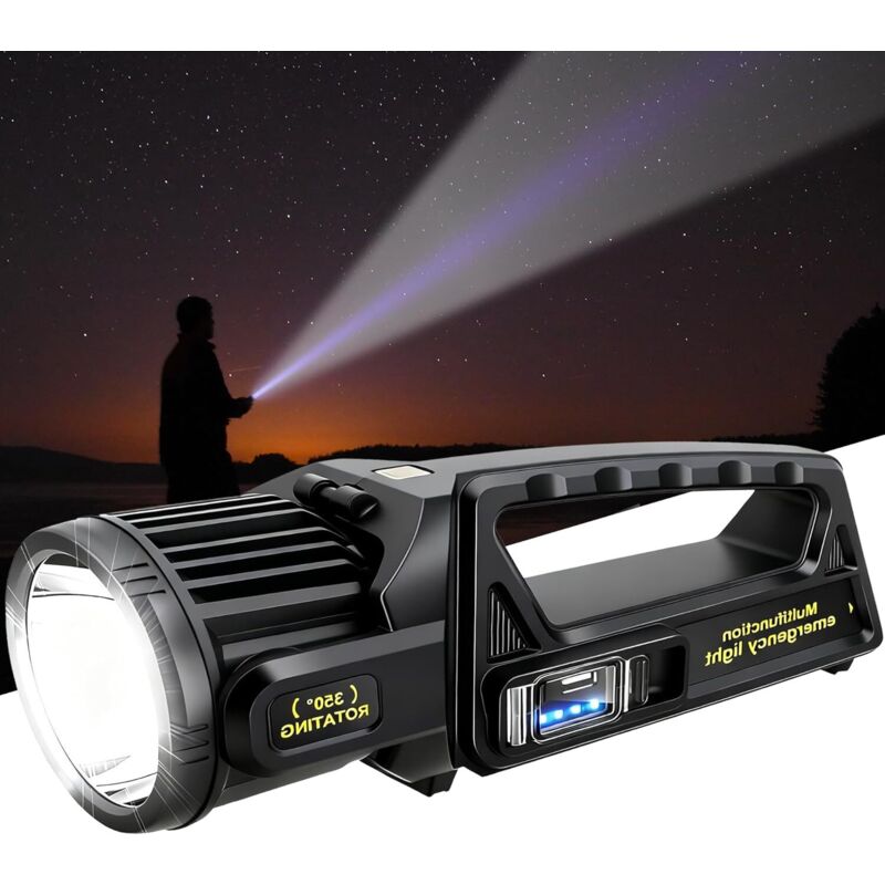 Wiederaufladbarer Led-scheinwerfer, 450.000 Lumen, Mit Um 350° Drehbarem Kopf, 9 Modi, Superhell, Wasserdichte Solar-taschenlampe (ipx7) Für Notfälle