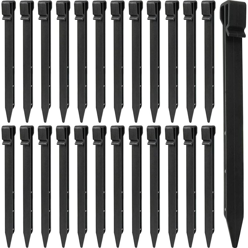 25 Stück Kunststoff-erdanker, 25,4 Cm Lange, Robuste Landschaftseinfassungs-heringe, Zeltnägel, Verankerungsspitzen Für Zelte, Terrassen, Rasenkanten, Garten (schwarz)