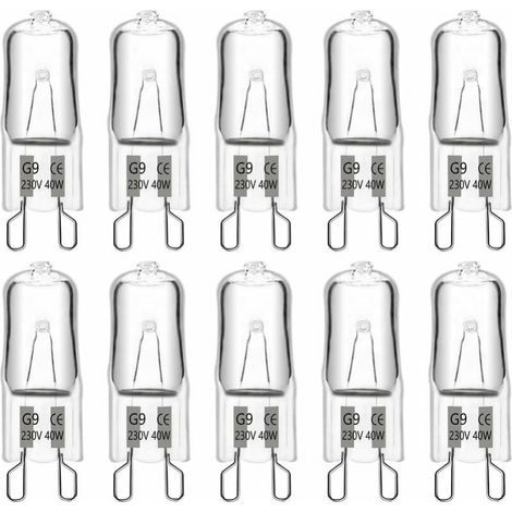 G9 Halogenlampe, 40 W, 230 V, 10er-pack – 1342 Mm, 480 Lm, 2900 K Warmweiß, Dimmbar, G9-kapsellampen, Für Kronleuchter, Gartenleuchten, Wandleuchten Und Schrankbeleuchtung