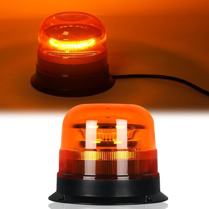 Gelbe Led-warnleuchte, 8 Blinkmodi Und 2 Rotationsmodi, 12/24 V, 42 Stück. Led-blitzlicht Für Landmaschinen, Nutzfahrzeuge, Schulbusse, Traktoren Und Bagger.