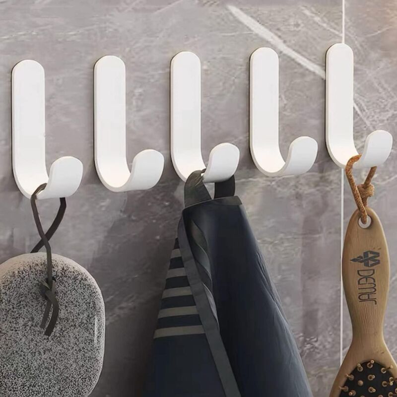 5er-pack Selbstklebende Wandhaken Für Badezimmer, Handtücher Und Geschirrtücher (kein Bohren Erforderlich), Weiß