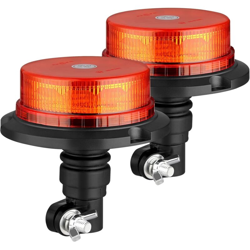 Stück Rotierende Orangefarbene Led-warnleuchten 10v-30v Blinklicht Flexibler Din-stab 12 Leds 3 Beleuchtungsmodi Wasserdicht Und Staubdicht Für Polizei, Feuerwehr, Krankenwagen