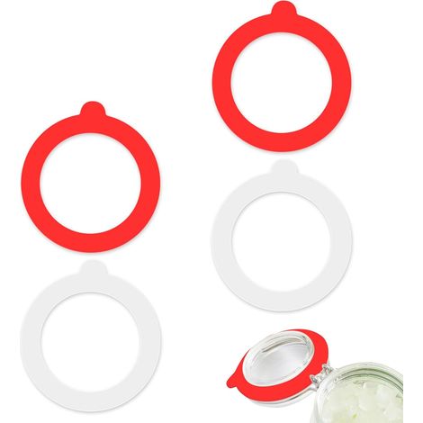 Set Mit 4 Dichtungsringen Für Einmachgläser, 68 Mm, Aus Gummi, Für Weck-gläser, Silikon (rot + Weiß)