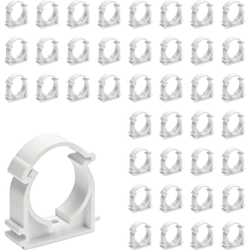 40 Stück 16 Mm Kunststoff-schlauchschellen, Klemmen Für Ø16 Rohre, U-förmige Pvc-schlauchschellen, Zur Befestigung Leerer Rohre, Wasserleitungen (weiß, Wandmontage)
