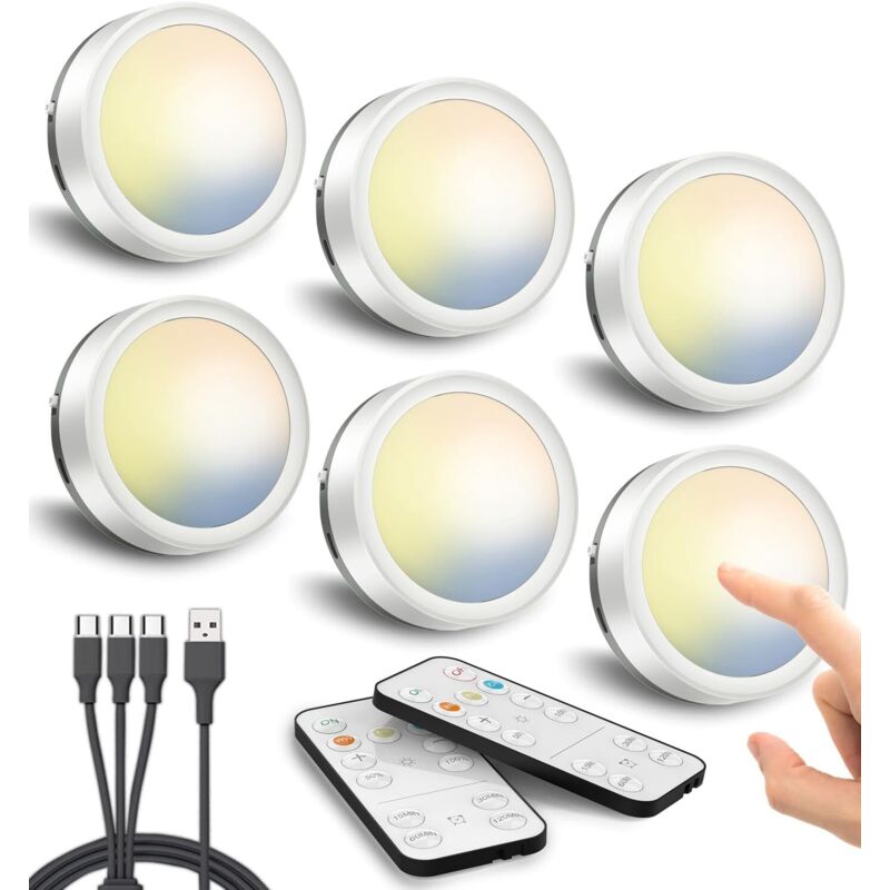 Kabellose Led-vitrinenbeleuchtung, 1600-mah-akku, Usb-aufladbarer Strahler Mit Fernbedienung, Batteriebetriebene Led-schrankleuchte, Selbstklebende Schrankleuchte, Berührungsempfindliche Küchenunterba
