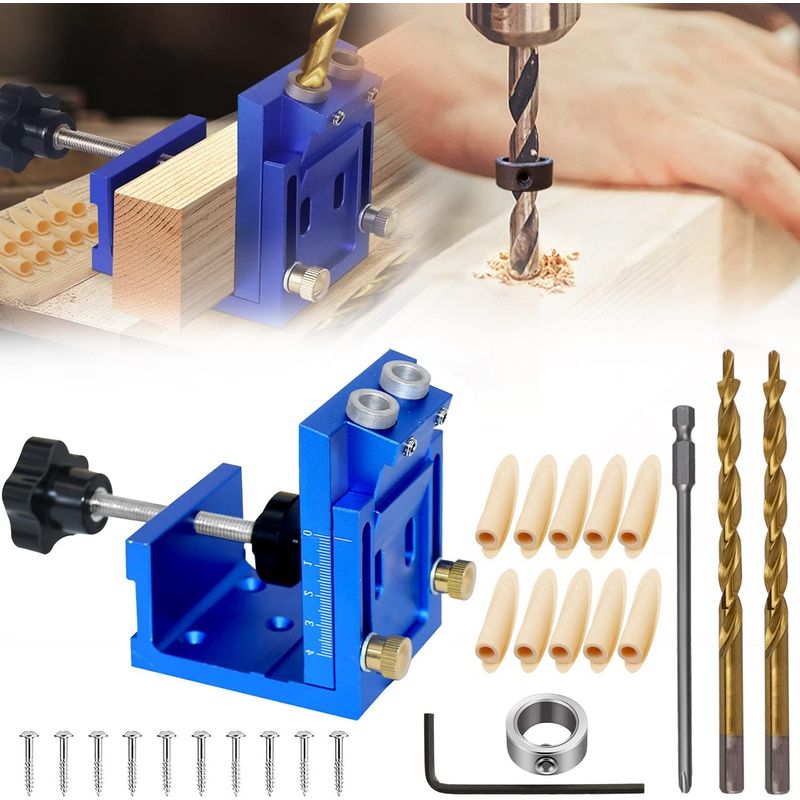 6-teiliges Bohrschablonen-set – Verstellbare Führung Für 9-mm-bohrungen – Robuste Aluminiumlegierung – Laserpräzision Für Holzlöcher