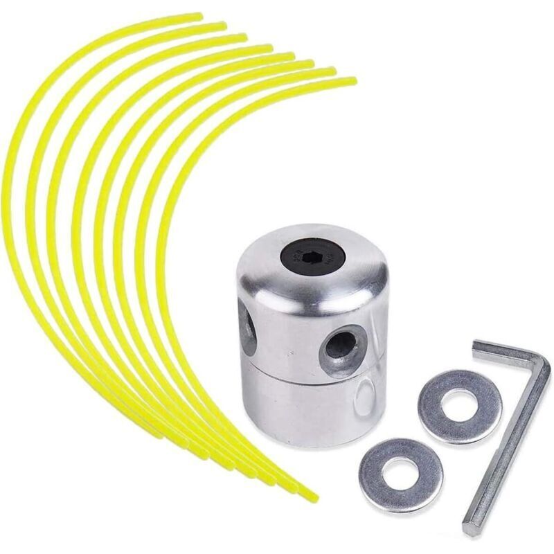 Schneidkopf Aus Aluminium, Trimmerkopf, Spule Für Rasentrimmerkopf, Universelles Nylonfaden-set Für Benzin-freischneider Mit 1 Fadenkopf + 8 Fäden (gelber Kreis)