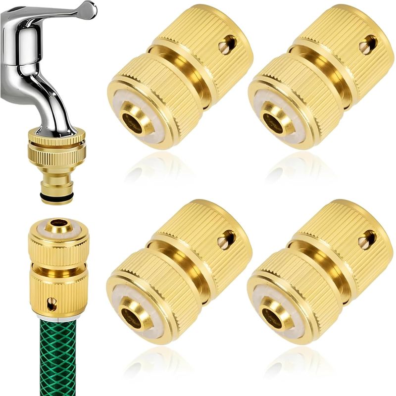 Set Mit 4 Schnellkupplungs-metall-gartenschlauchverbindern (1/2 Zoll), Adapter Für 12-mm- Und 16-mm-schläuche