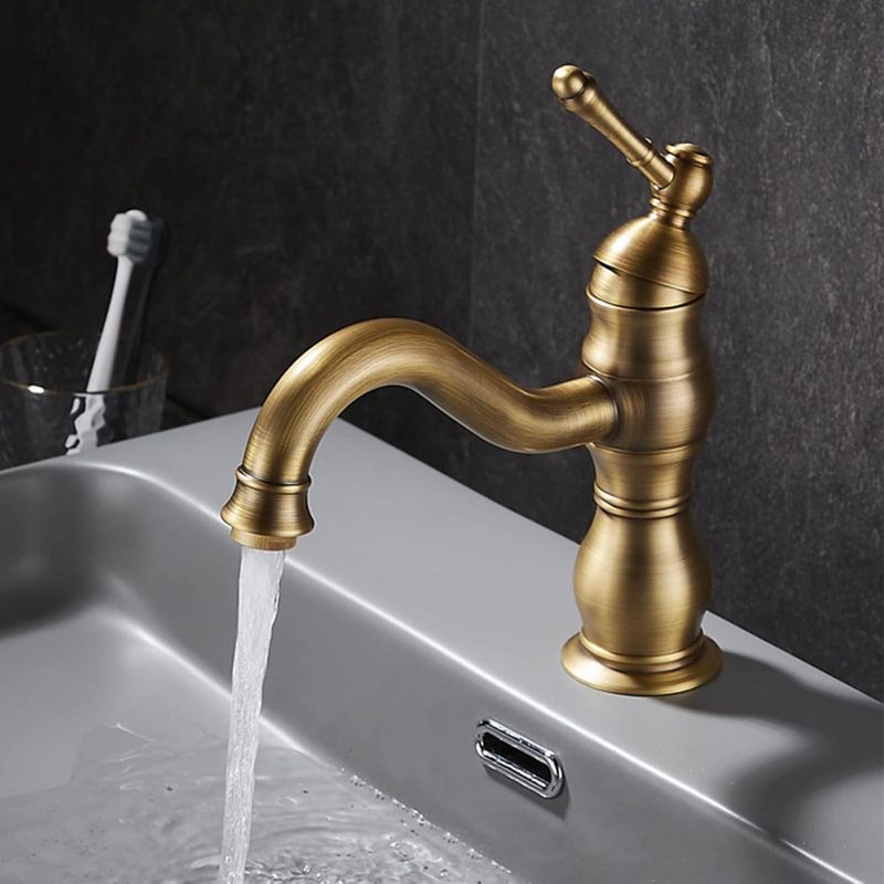 Retro-waschtischarmatur In Gold, 360° Drehbar – Messing-mischbatterie Mit Keramikventil – Höhe 20 Cm Für Badezimmer
