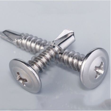 Packung Mit 100 Selbstbohrenden Blechschrauben Ø 4,2 X 19 Mm – Verzinkter Stahl – Breiter, Gewölbter Kopf – Für Metall-metall-verbindungen – C44741