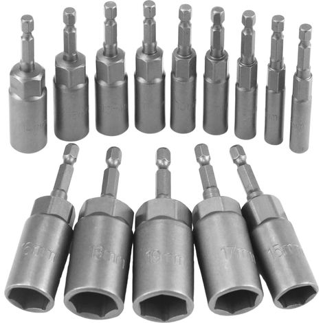 14-teiliges Tiefbett-schlagschrauber-set Mit 6-19 Mm Schraubendreherbits Für Steckschlüssel, Sechskant-adapter-steckschlüsselsatz Für Schraubendreher, Steckschlüssel, Handbohrmaschine
