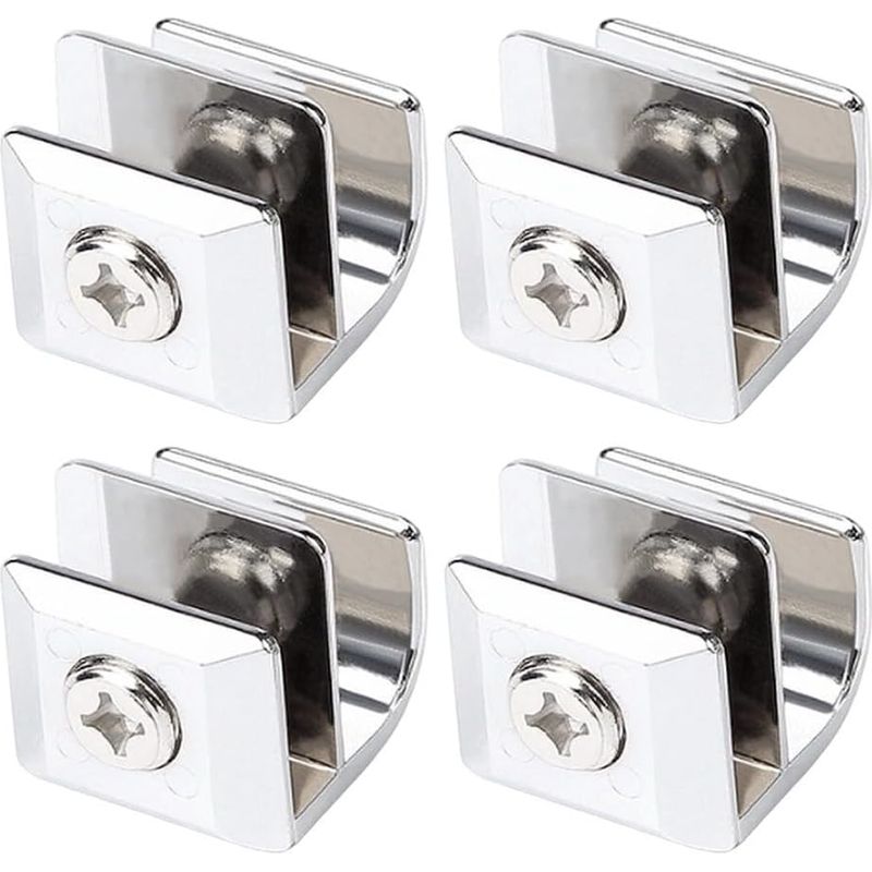Set Mit 4 Bohrfreien Glastürgriffen Für Vitrinen, Schränke Und Schubladen, Aus Zinklegierung, Geeignet Für 6 Mm Bis 12 Mm Glas