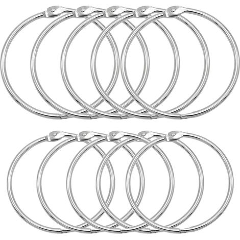 Set Mit 10 Binderringen, 80 Mm Offene Metallringe Mit Schnellverschluss Für Duschvorhänge, Schlüsselanhänger Und Scrapbooking