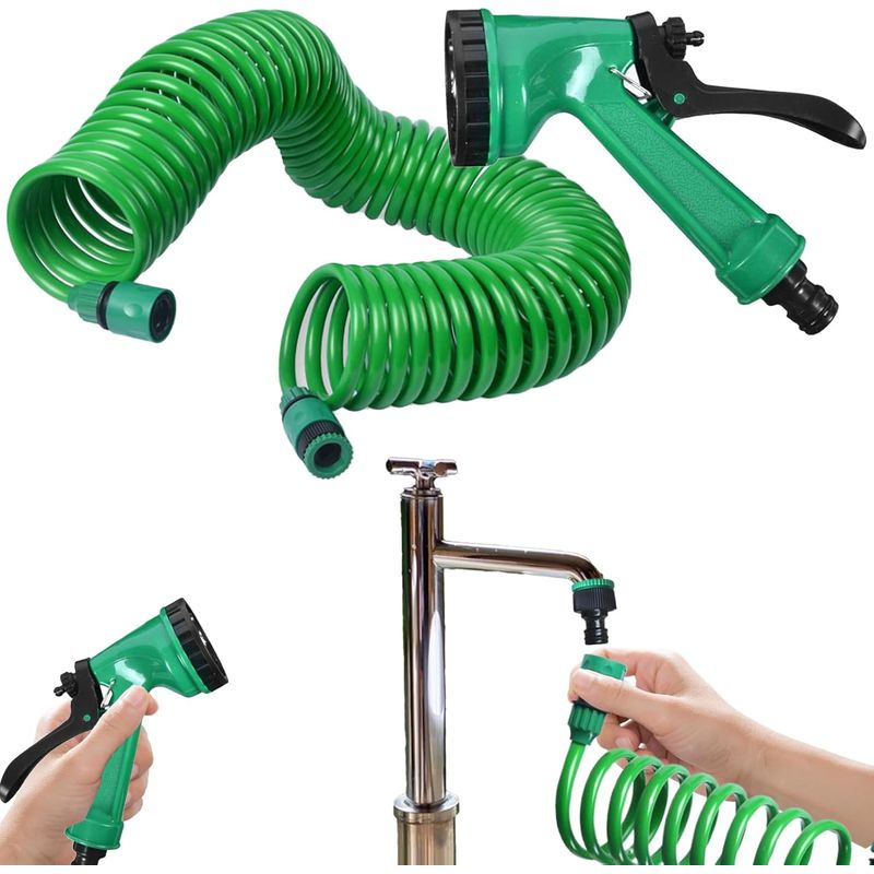 Spiral-gartenschlauch 10 M – Gartenschlauchdüse Ausziehbarer Wasserschlauch Mit Spühdüse Bewässerungsmodi Für Bewässerungssystem Leichte, Ergonomische Gießkanne Für Fledermäuse