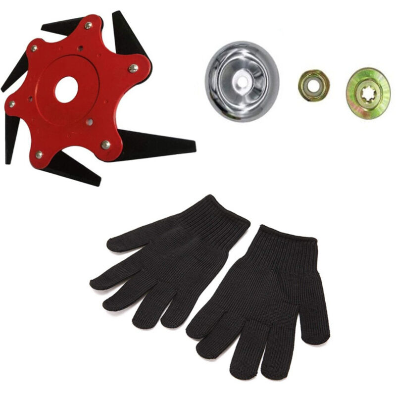 Unkrautstecher, Stahlklingen, Schneidkopf, Universelle Unkrautstecher Für Rasentrimmer Mit Gerader Schneide, Inkl. 3 Universaladapter + Schnittfeste Arbeitshandschuhe