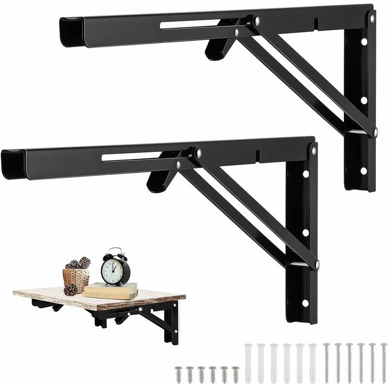 Klappbarer Regalträger – Schwarzer Edelstahl – 400 X 170 Mm – Robuste Ausführung Für Beengte Platzverhältnisse