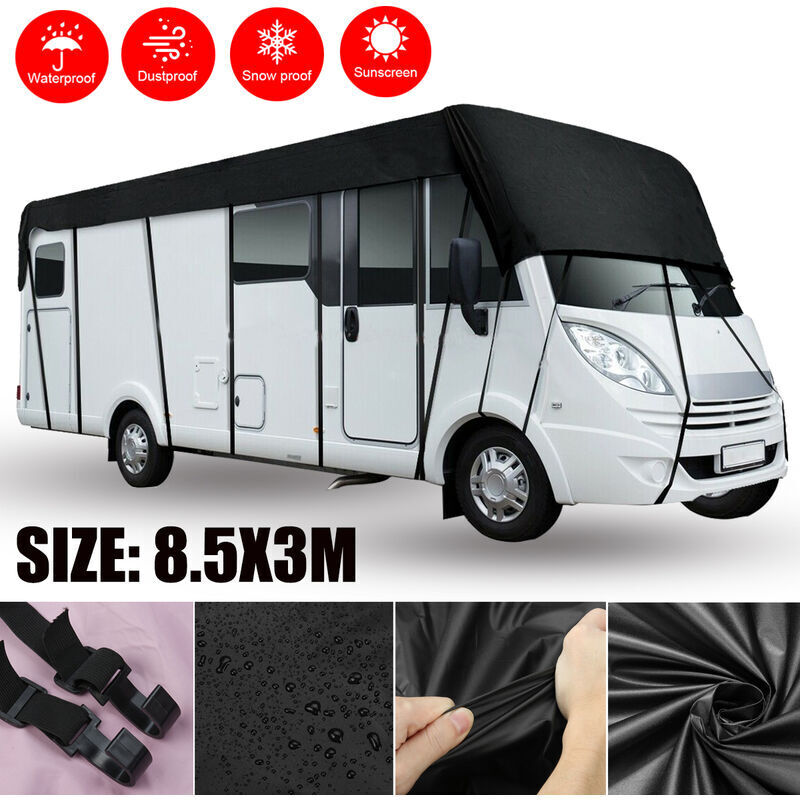 8,5 X 3 M Große, Wasserdichte 210d-vinyl-schutzplane Für Wohnmobile Und Wohnwagen – Inklusive 26 Windgurten