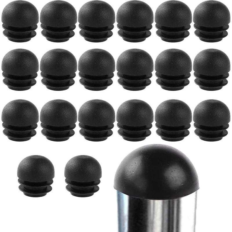 Packung Mit 20 Runden Kunststoffkappen Für Stuhlbeine – Bodenschoner Für Tische, Betten Und Stühle – Schwarz – 25 Mm