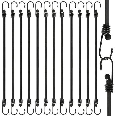 12 Stück Elastische Bungee-seile Mit Haken, 30 Cm Haken Für Elastische Bungee-seile, 8 Mm Schwarze Elastische Expander-bungee-seile Für Gepäckträger, Campingplanen