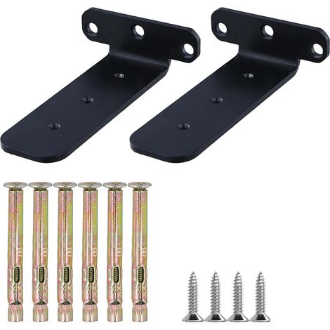 Set Mit 2 Schwebenden Regalträgern, L-förmigen Regalträgern, Wandregalhalterungen, Unsichtbaren Regalbefestigungen (schwarz, 15 Cm)