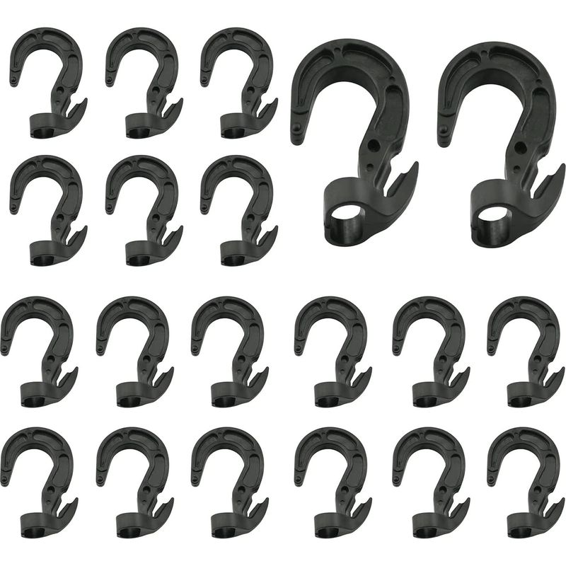 Packung Mit 20 Elastischen Kunststoff-spannhaken Für Elastische Kordeln, Schwarz