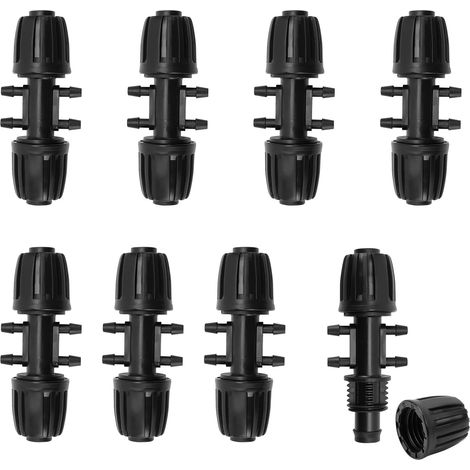 Set Mit 8 Verriegelbaren 6-wege-t-verbindern Mit Widerhaken, Schlauchverbinder Für Gartenbewässerung (13/16 Mm Bis 4/7 Mm), Tropfbewässerungsverbinder