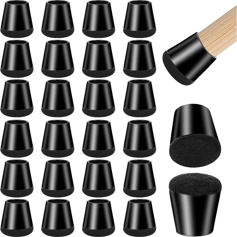 Schwarz. 24 Stück Silikon-stuhlbeinschoner 14–20 Mm Mit Filzspitze, Möbelbeinschoner