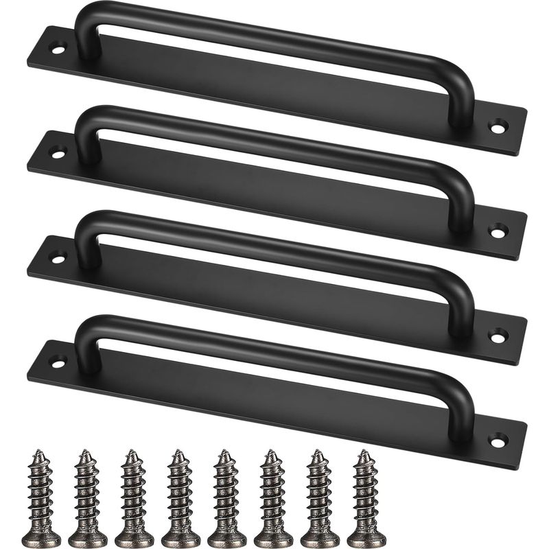 4-teiliges Scheunentürgriff-set, Schwarzer Schiebetürgriff, Robuste Türgriffe Mit Schrauben, Aluminium-schranktürgriffe Für Küchenschränke Und Schlafzimmermöbel