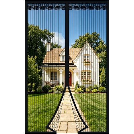 Magnetisches Tür-/fenster-moskitonetz 120 X 220 Cm, Anti-moskito-türvorhang, Ultrafeines Netzgewebe, Moskitonetz Mit Magnetverschluss, Kein Bohren Erforderlich, Schwarz