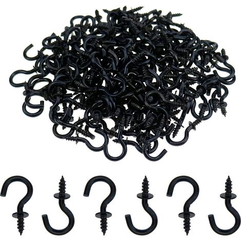 Packung Mit 200 Mini-schraubhaken (1/2 Zoll) Für Die Decke, Zum Aufhängen Von Pflanzen, Tassen Und Dekorationen, Schwarz