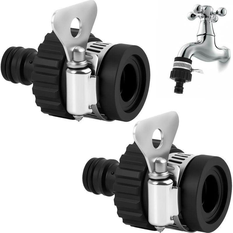 2-teiliger Universal-wasserhahnadapter Für Gartenschlauch Und Schwimmbad, Gummi- Und Messingverbinder Mit Metallgriff